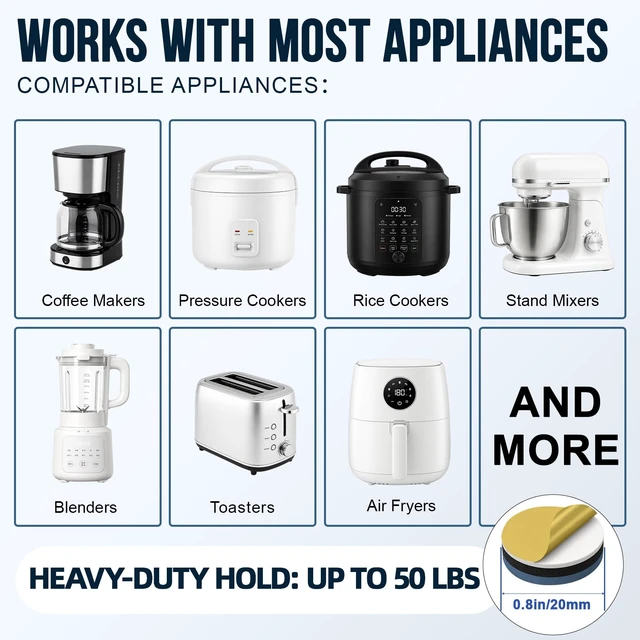 Alt view image 6 of 7 - Small Appliance Sliders for Countertop, 16 PCS Kitchen Sliders | Self-Adhesive PTFE Slider Pads, Kitchen Appliance Slider Fit Stand Mixer, Coffee Maker, Air Fryer, Blender