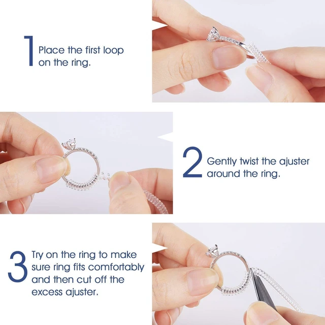 Alt view image 6 of 7 - Ring Sizers for Loose Rings Size Adjuster Silicone Invisible 12PCS | Ring Guards Spacer Tightener Resizer Fitter for Women Men, Make Smaller Without Resizing Thick Band (Clear)