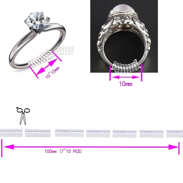 Alt view image 3 of 7 - Ring Sizers for Loose Rings Size Adjuster Silicone Invisible 12PCS | Ring Guards Spacer Tightener Resizer Fitter for Women Men, Make Smaller Without Resizing Thick Band (Clear)