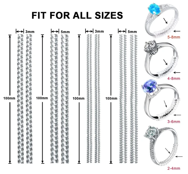 Alt view image 2 of 7 - Ring Sizers for Loose Rings Size Adjuster Silicone Invisible 12PCS | Ring Guards Spacer Tightener Resizer Fitter for Women Men, Make Smaller Without Resizing Thick Band (Clear)