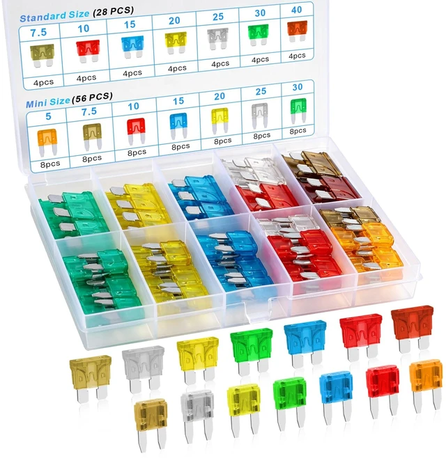 Main image of 84PCS Car Fuses Assortment Kit, Standard & Mini Fuse 5A-40A | Upgraded Blade Fuses Automotive, Mixed Auto Replacement Fuses for Auto, RV, Truck, Marine Boat