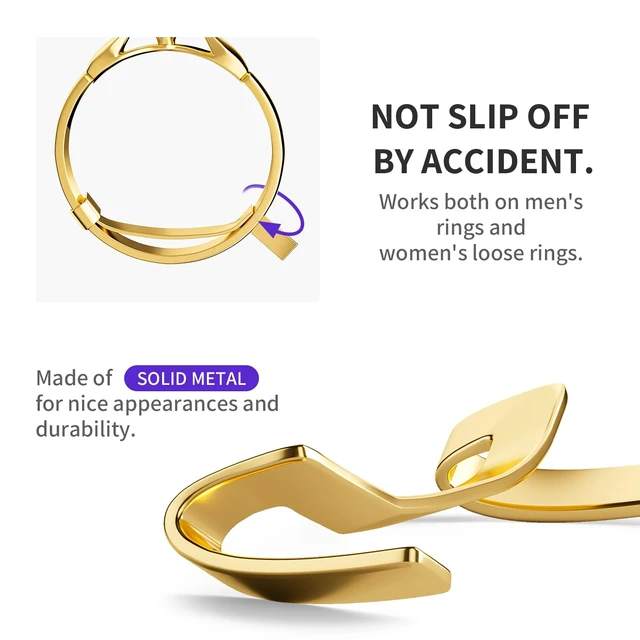 Alt view image 3 of 6 - Ring Guard Set for Loose Rings,12 Pack 3 Sizes for Different Band Widths,Invisible Ring Size Adjuster Tightener Spacer Fitter for Any Ring Size,Golden Color