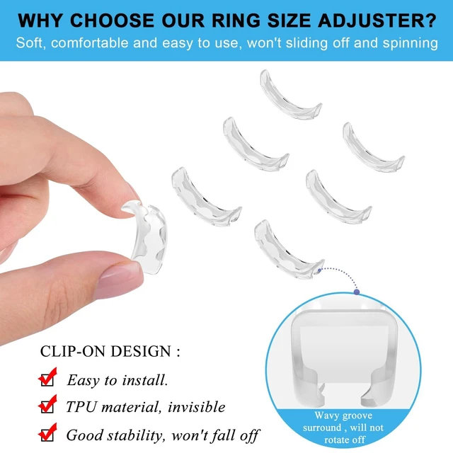 Alt view image 4 of 7 - Ring Guards for Loose Rings, 6 Pack Invisible Ring Size Adjuster | Reduces Size by 0.5-1, Stop Spin and Slip, Invisible Design for Women and Men, 2 Styles Insert and Spiral