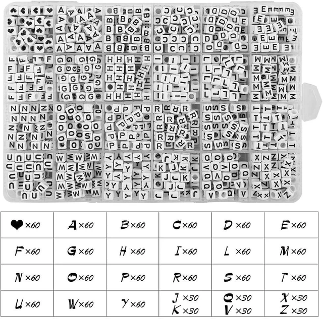 Alt view image 3 of 7 - 1440pcs Acrylic Letter Beads White Cube Sorted Alphabet Bead | Sorted Alphabet Beads a-Z, White Cube Acrylic Beads, Large Hole, Jewelry Making, Bracelets Necklaces Key Chains DIY Crafts