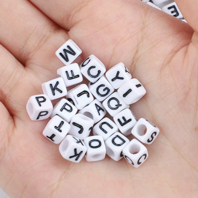 Alt view image 4 of 7 - 1440pcs Acrylic Letter Beads White Cube Sorted Alphabet Bead | Sorted Alphabet Beads a-Z, White Cube Acrylic Beads, Large Hole, Jewelry Making, Bracelets Necklaces Key Chains DIY Crafts