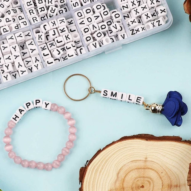 Alt view image 5 of 7 - 1440pcs Acrylic Letter Beads White Cube Sorted Alphabet Bead | Sorted Alphabet Beads a-Z, White Cube Acrylic Beads, Large Hole, Jewelry Making, Bracelets Necklaces Key Chains DIY Crafts