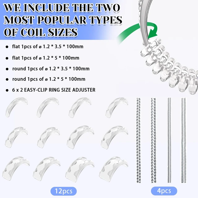 Alt view image 5 of 7 - Ring Sizers for Loose Rings, 16 Pack Ring Guards for Loose Rings | Reduces Size by 0.5-1, Stop Spin and Slip, Invisible Design for Women and Men, 2 Styles Insert and Spiral