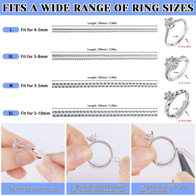 Alt view image 6 of 7 - Ring Sizers for Loose Rings, 16 Pack Ring Guards for Loose Rings | Reduces Size by 0.5-1, Stop Spin and Slip, Invisible Design for Women and Men, 2 Styles Insert and Spiral