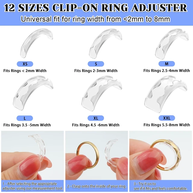 Alt view image 4 of 7 - Ring Sizers for Loose Rings, 16 Pack Ring Guards for Loose Rings | Reduces Size by 0.5-1, Stop Spin and Slip, Invisible Design for Women and Men, 2 Styles Insert and Spiral