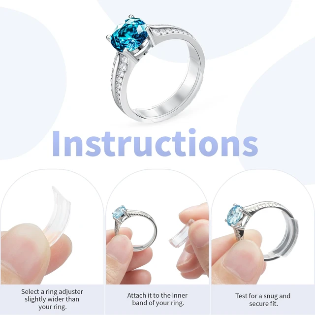 Alt view image 4 of 7 - Ring Sizers for Loose Rings - 8 Pack Invisible Guards Resizer for Men and Women, Use 8 Width Sizes Easy-Clip Ring Adjuster, Spacers & Tighteners, Fit Almost Any Rings, Fits Bands Width to 1-8mm