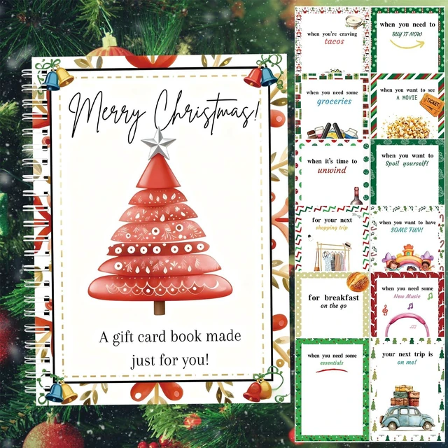 Main image of Christmas Gift Card Book - Surprises on Every Page, DIY Spiral-Bound Merry Christmas College Survival Kit, Greeting Card Book for Students & Graduation Gifts (S7)