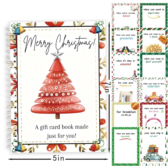 Alt view image 2 of 7 - Christmas Gift Card Book - Surprises on Every Page, DIY Spiral-Bound Merry Christmas College Survival Kit, Greeting Card Book for Students & Graduation Gifts (S7)