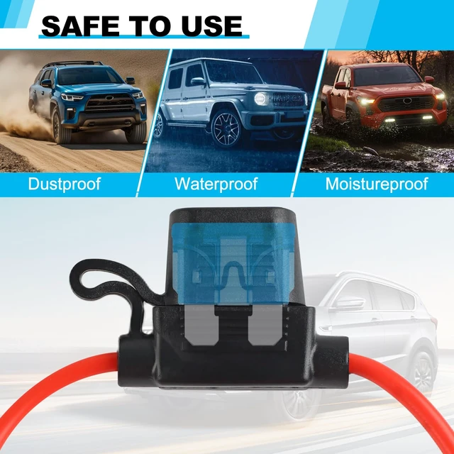 Alt view image 5 of 7 - 4 Pack 12AWG Waterproof Inline Fuse Holder | with 35 PCS Standard Fuses (5 of Each: 5A, 7.5A, 10A, 15A, 20A, 30A, 40A), Upgraded In Line Fuse Holders 12v for Marine Auto
