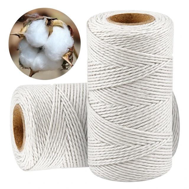 Alt view image 3 of 7 - 2PCS 328Ft 2MM Natural Cotton Twine String for Kitchen & Crafts | 656 FT, White Safe Butchers & Bakers Cooking Twine, For Meat Turkey Sausage, Ideal for Crafts Gift Wrapping Gardening Decor