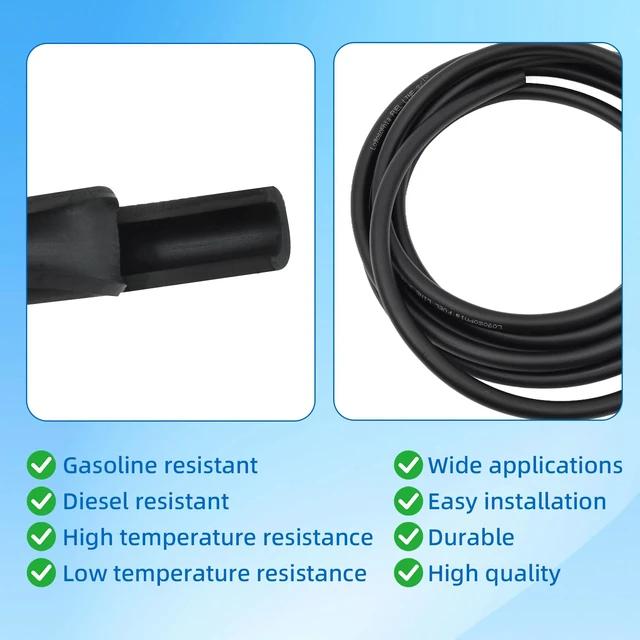 Alt view image 3 of 7 - 10ft 1/4" ID Fuel Line Hose with 20pcs 2/5" Clamps - Fits Kawasaki, Kohler, Briggs & Stratton Small Gas/Diesel Engines, Generators, Powersports - Durable Flexible Rubber Hose Kit