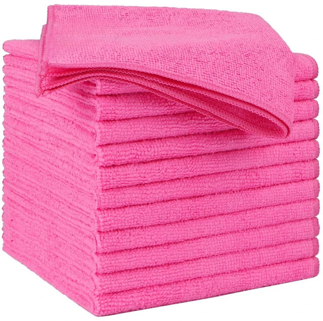 Main image of Pink Microfiber Cleaning Cloth 12 Pack, 12.5 x 12.5 inch Microfiber Towels for Cars, Ultra Absorbent Car Washing Cloth, Lint Free Streak Free Cleaning Rags for Car, Kitchen, and Window