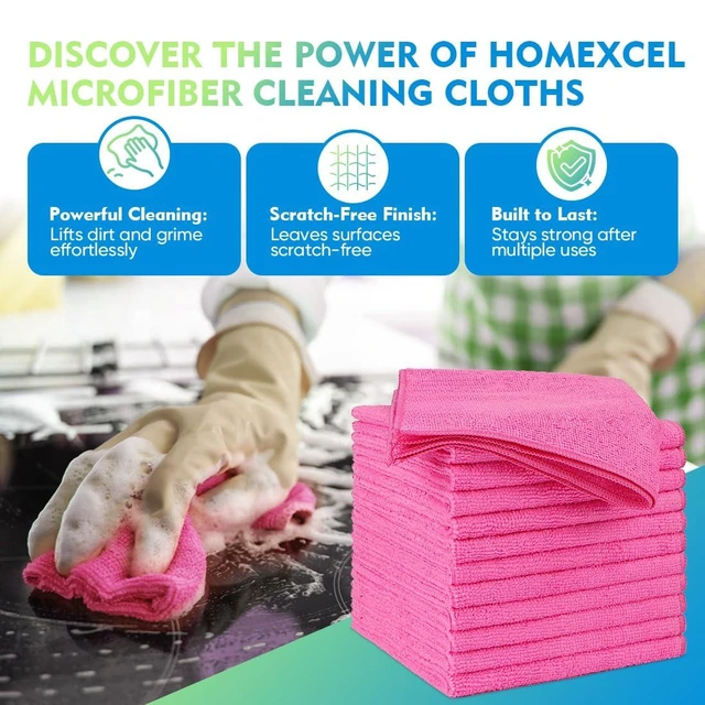Alt view image 2 of 7 - Pink Microfiber Cleaning Cloth 12 Pack, 12.5 x 12.5 inch Microfiber Towels for Cars, Ultra Absorbent Car Washing Cloth, Lint Free Streak Free Cleaning Rags for Car, Kitchen, and Window