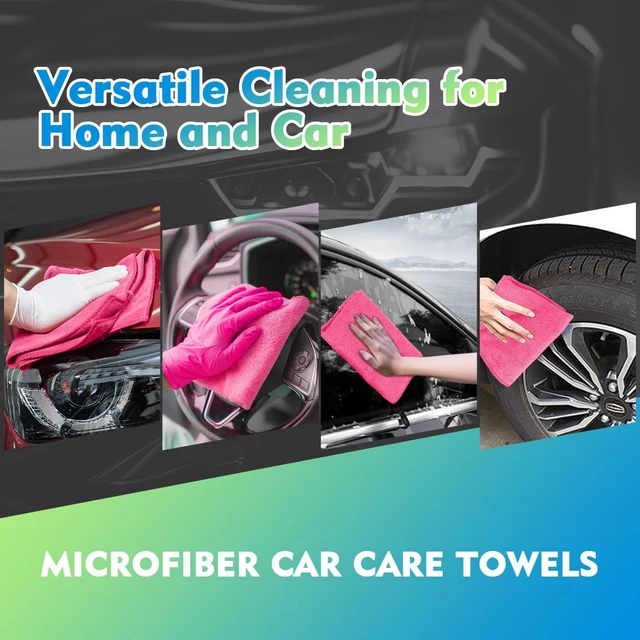 Alt view image 4 of 7 - Pink Microfiber Cleaning Cloth 12 Pack, 12.5 x 12.5 inch Microfiber Towels for Cars, Ultra Absorbent Car Washing Cloth, Lint Free Streak Free Cleaning Rags for Car, Kitchen, and Window