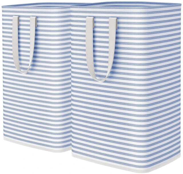 Main image of 80L Large Laundry Baskets, Laundry Hampers Bags, 2 Pack, Blue | Freestanding, Waterproof, Collapsible Clothes Hamper with Reinforced Handles for Dorm, Laundry Room, Bedroom, Bathroom
