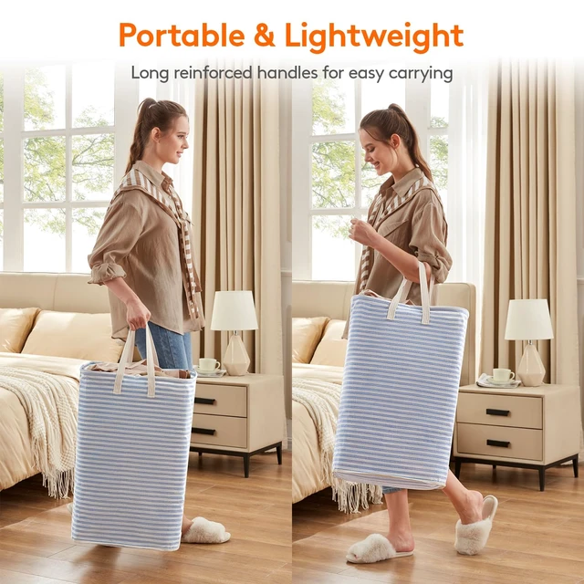 Alt view image 5 of 7 - 80L Large Laundry Baskets, Laundry Hampers Bags, 2 Pack, Blue | Freestanding, Waterproof, Collapsible Clothes Hamper with Reinforced Handles for Dorm, Laundry Room, Bedroom, Bathroom