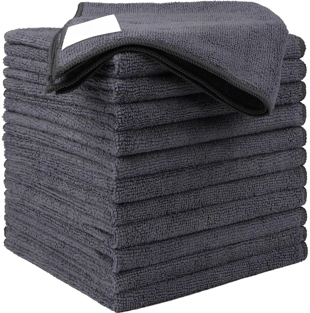 Main image of Microfiber Cleaning Cloth 12 Pack, 12.5 x 12.5 inch Microfiber Towels for Cars, Ultra Absorbent Washing Cloth, Lint Free Streak Free Cleaning Rags for Car, Kitchen, and Window (Grey)