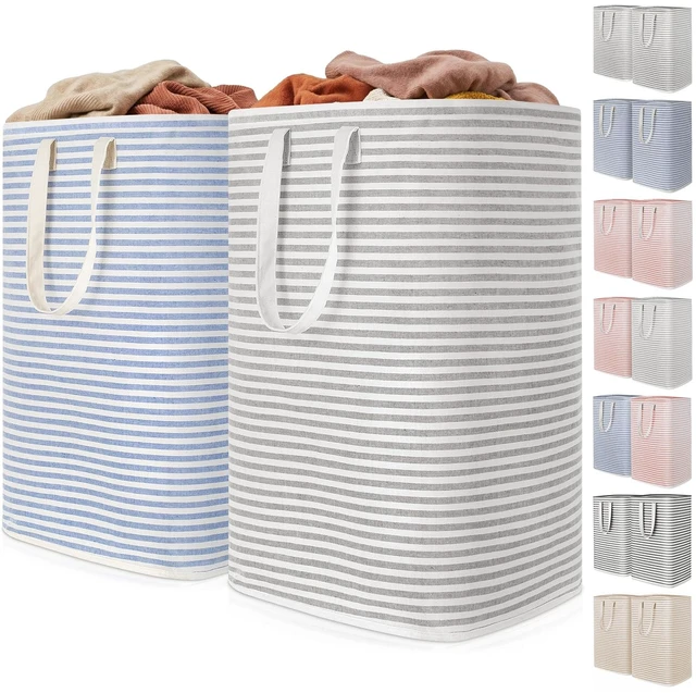 Main image of 80L Large Laundry Baskets, Laundry Hampers Bags, 2 Pack, Grey&Blue | Freestanding, Waterproof, Collapsible Clothes Hamper with Reinforced Handles for Dorm, Laundry Room, Bedroom, Bathroom