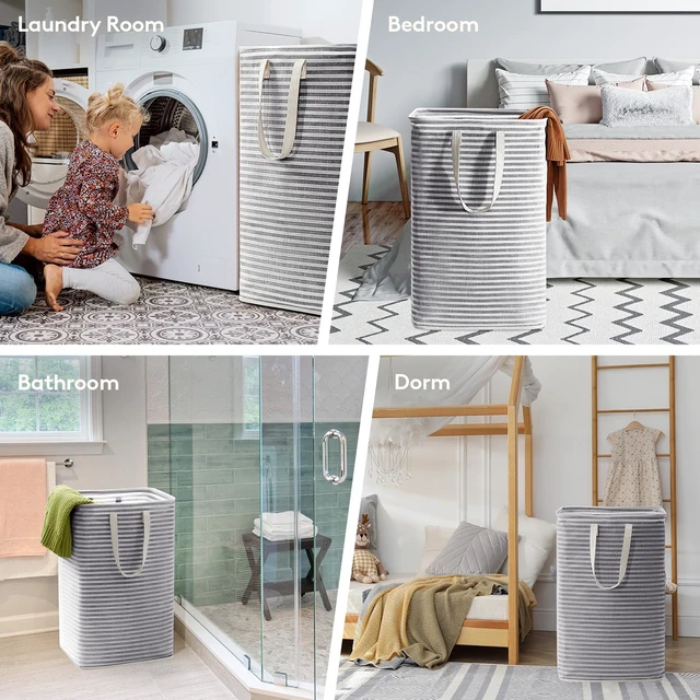 Alt view image 6 of 7 - 80L Large Laundry Baskets, Laundry Hampers Bags, 2 Pack, Black | Freestanding, Waterproof, Collapsible Clothes Hamper with Reinforced Handles for Dorm, Laundry Room, Bedroom, Bathroom