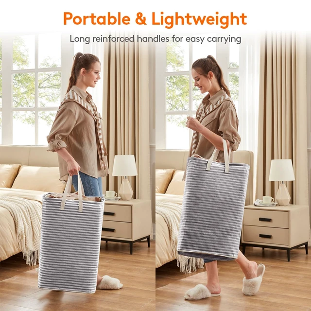 Alt view image 4 of 7 - 80L Large Laundry Baskets, Laundry Hampers Bags, 2 Pack, Black | Freestanding, Waterproof, Collapsible Clothes Hamper with Reinforced Handles for Dorm, Laundry Room, Bedroom, Bathroom