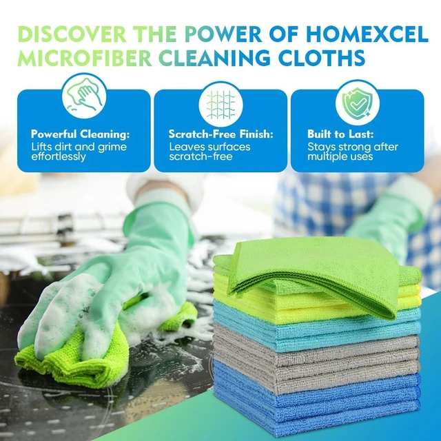 Alt view image 2 of 7 - Microfiber Cleaning Cloth 12 Pack, 12.5 x 12.5 Inch Microfiber Towels for Cars, Ultra Absorbent Cleaning Rags, Lint Free Cleaning Towels for Household, Kitchen, Window, and Car, Multicolor