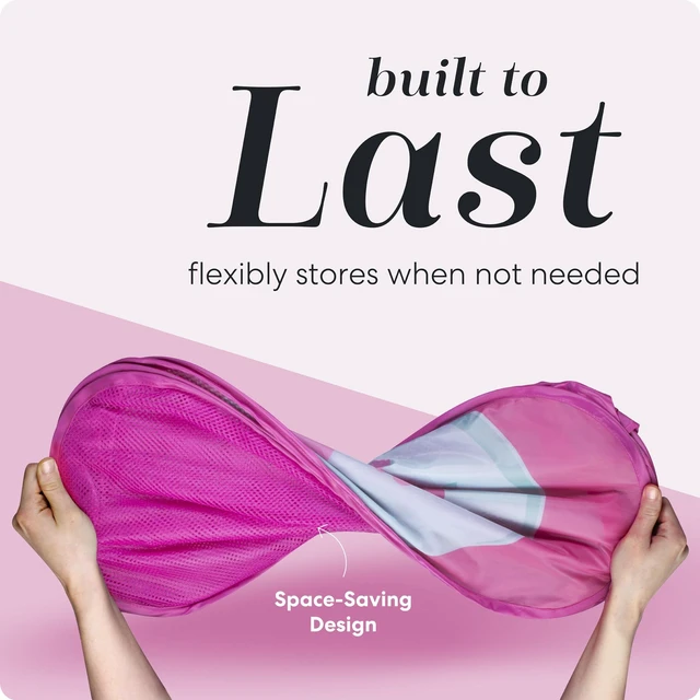 Alt view image 4 of 7 - Collapsible Mesh Pop Up Hamper (Butterfly) | Wide Opening, Side Pocket, Breathable, Sturdy, Foldable, Space-Saving for Clothes Storage
