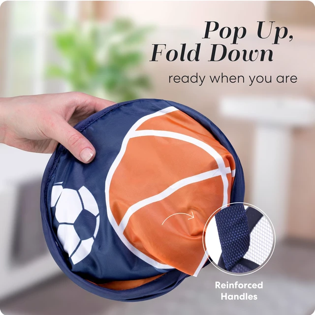 Alt view image 3 of 7 - Collapsible Mesh Pop Up Laundry Hamper 24 Inch | Wide Opening, Side Pocket, Breathable, Sturdy, Foldable, Space-Saving for Clothes Storage