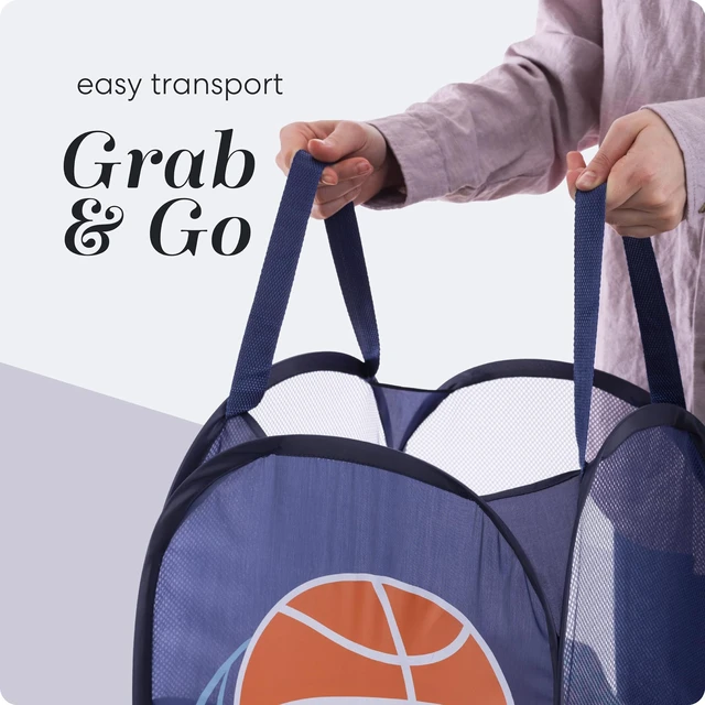 Alt view image 7 of 7 - Collapsible Mesh Pop Up Laundry Hamper 24 Inch | Wide Opening, Side Pocket, Breathable, Sturdy, Foldable, Space-Saving for Clothes Storage