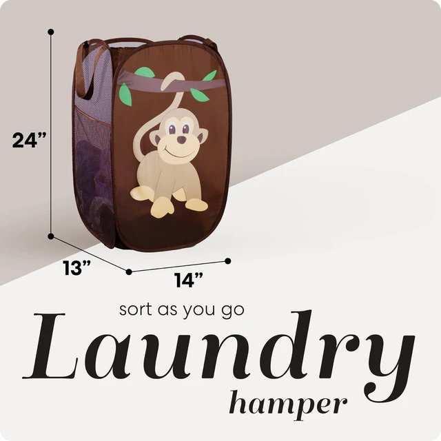 Alt view image 2 of 7 - Collapsible Mesh Pop Up Laundry Hamper 14 x 13 x 24 in | Wide Opening, Side Pocket, Breathable, Sturdy, Foldable, Space-Saving for Clothes Storage