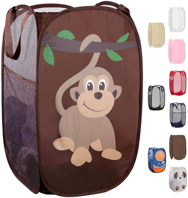 Main image of Collapsible Mesh Pop Up Laundry Hamper 14 x 13 x 24 in | Wide Opening, Side Pocket, Breathable, Sturdy, Foldable, Space-Saving for Clothes Storage