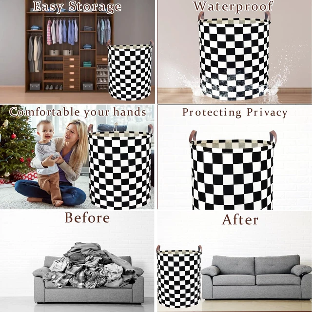 Alt view image 3 of 7 - Waterproof Laundry Hamper Collapsible Laundry Basket Leather Handle Laundry Bag Large Clothes Storage Toy Organization for Bathroom Bedroom Laundryroom College Dorms