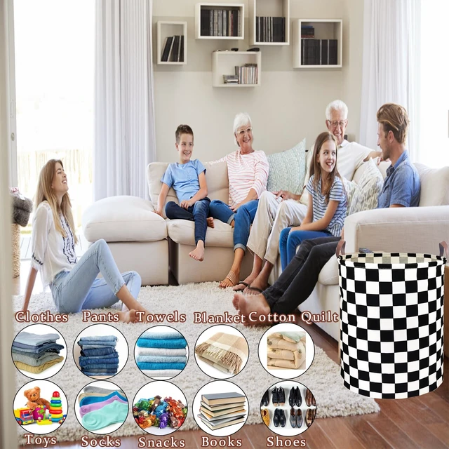 Alt view image 5 of 7 - Waterproof Laundry Hamper Collapsible Laundry Basket Leather Handle Laundry Bag Large Clothes Storage Toy Organization for Bathroom Bedroom Laundryroom College Dorms