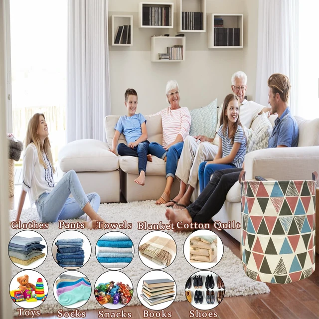 Alt view image 5 of 7 - Waterproof Laundry Hamper Collapsible Laundry Basket Leather Handle Laundry Bag Large Clothes Storage Toy Organization for Bathroom Bedroom Laundryroom College Dorms