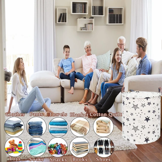 Alt view image 5 of 7 - Waterproof Laundry Hamper Collapsible Laundry Basket Leather Handle Laundry Bag Large Clothes Storage Toy Organization for Bathroom Bedroom Laundryroom College Dorms