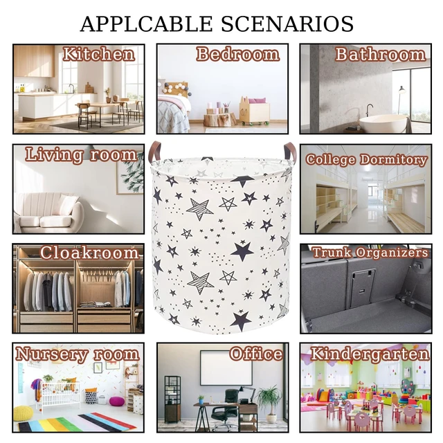 Alt view image 6 of 7 - Waterproof Laundry Hamper Collapsible Laundry Basket Leather Handle Laundry Bag Large Clothes Storage Toy Organization for Bathroom Bedroom Laundryroom College Dorms
