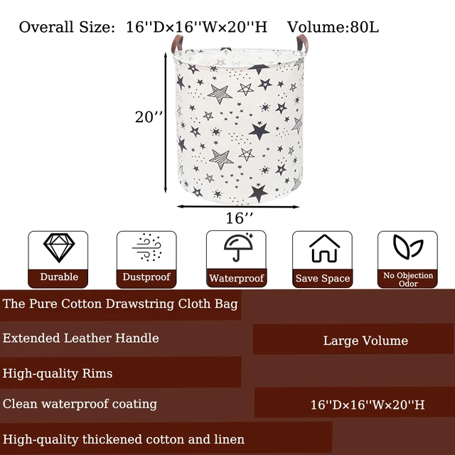Alt view image 2 of 7 - Waterproof Laundry Hamper Collapsible Laundry Basket Leather Handle Laundry Bag Large Clothes Storage Toy Organization for Bathroom Bedroom Laundryroom College Dorms