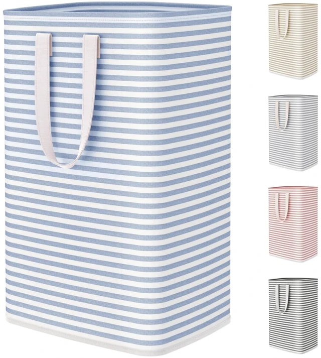 Main image of 75L Large Collapsible Laundry Basket with Extended Handles, Blue | Foldable Laundry Hamper, Tall Dirty Clothes Basket, Waterproof, Freestanding Design for Bedroom, Bathroom, College Dorm