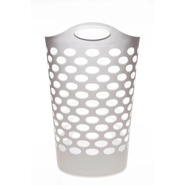 Alt view image 3 of 6 - Tall Flex Laundry Basket Plastic Hamper for Clothes, Bedroom, and Storage with Handles 17.75" x 17.25" x 26", White