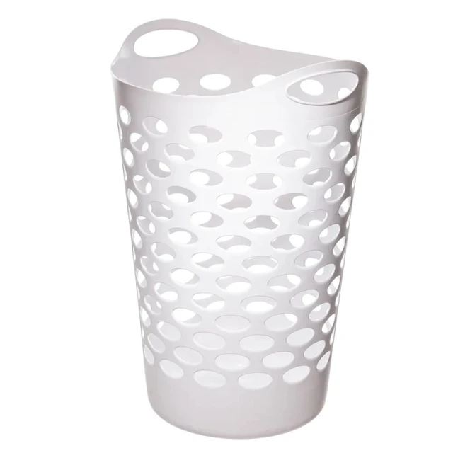 Alt view image 5 of 6 - Tall Flex Laundry Basket Plastic Hamper for Clothes, Bedroom, and Storage with Handles 17.75" x 17.25" x 26", White