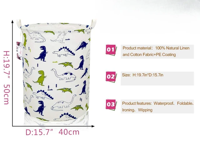 Alt view image 2 of 7 - Dinosaur Laundry Basket Baby Laundry Hamper Cute Kids Hamper Toy Storage Bin Handles for Boys and Girls Dinosaur Room Decor (Polychrome Dinosaurs)