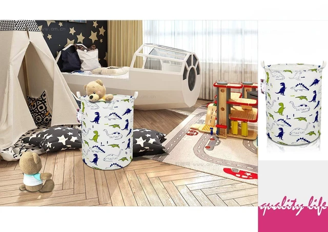 Alt view image 7 of 7 - Dinosaur Laundry Basket Baby Laundry Hamper Cute Kids Hamper Toy Storage Bin Handles for Boys and Girls Dinosaur Room Decor (Polychrome Dinosaurs)