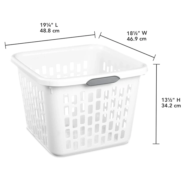 Alt view image 3 of 7 - 1.5 Bushel Square Plastic Laundry Basket, BPA-Free, White - 2 Comfort Grip Handles, Sturdy & Stackable, for Bedroom, Bathroom & Laundry Room