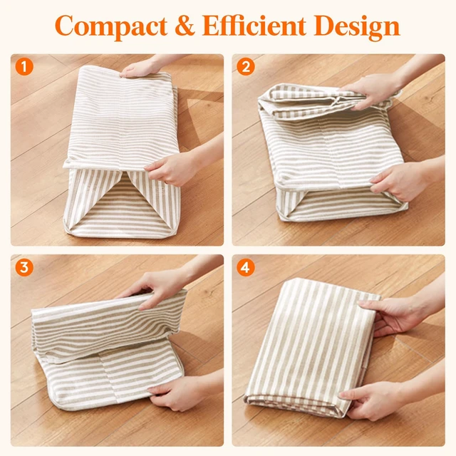 Alt view image 7 of 7 - 75L Large Collapsible Laundry Basket with Extended Handles, Beige | Foldable Laundry Hamper, Tall Dirty Clothes Basket, Waterproof, Freestanding Design for Bedroom, Bathroom, College Dorm