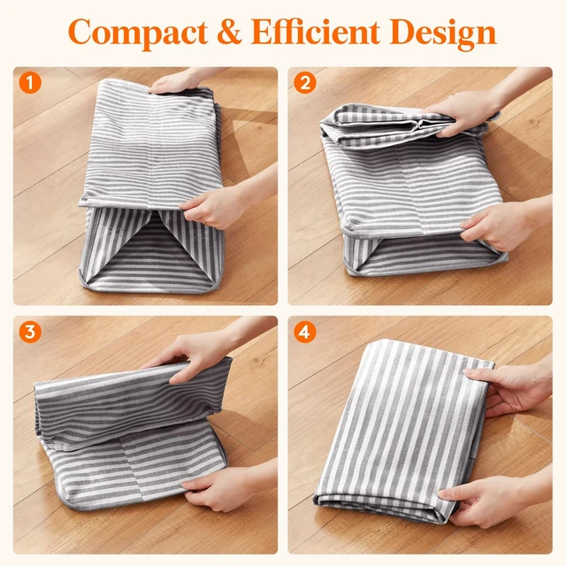 Alt view image 7 of 7 - 75L Large Collapsible Laundry Basket with Extended Handles, Black | Foldable Laundry Hamper, Tall Dirty Clothes Basket, Waterproof, Freestanding Design for Bedroom, Bathroom, College Dorm