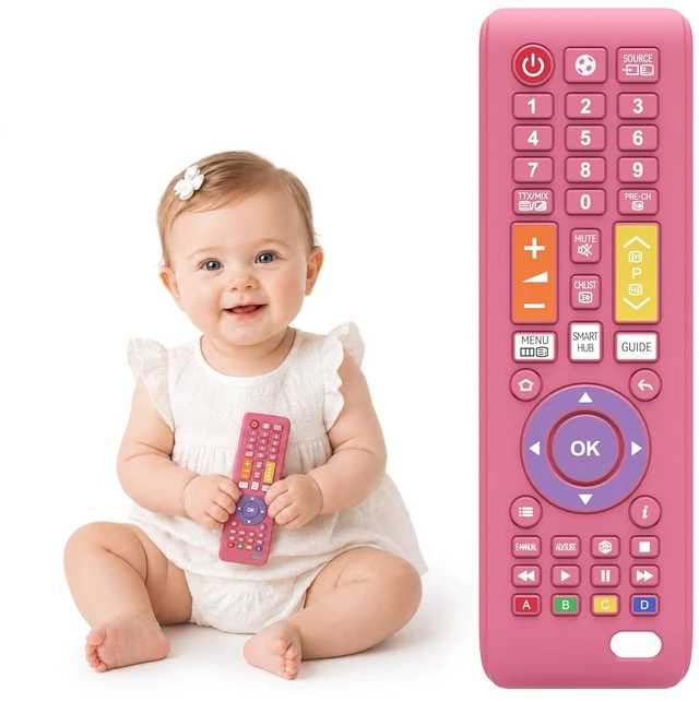 Main image of Baby Remote Teething Toys for 0-6, 6-12 Months Girls | Silicone 3-24 Months Baby Girl Toys, TV Remote Control Shape Teether Toys for Baby and Infants