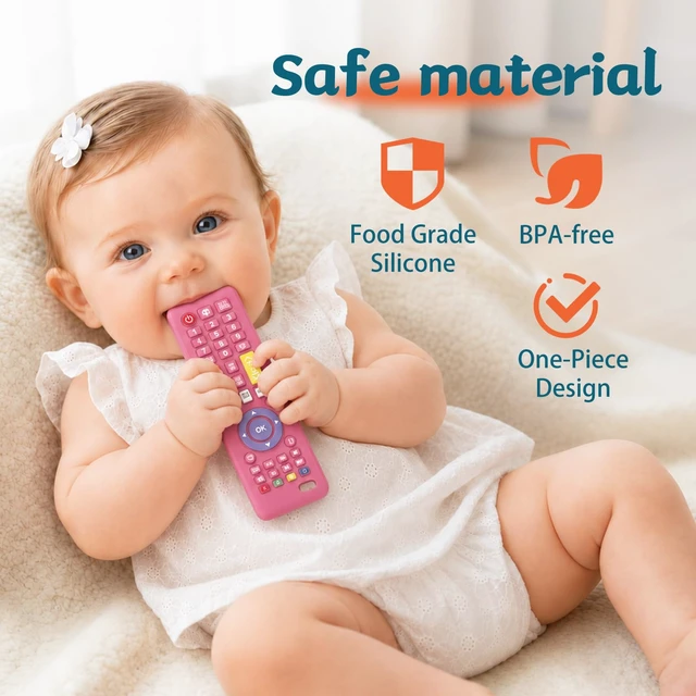 Alt view image 2 of 7 - Baby Remote Teething Toys for 0-6, 6-12 Months Girls | Silicone 3-24 Months Baby Girl Toys, TV Remote Control Shape Teether Toys for Baby and Infants
